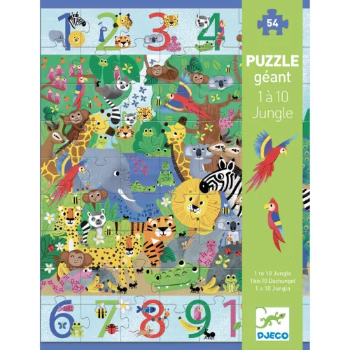 Djeco 7148 Megfigyeltető puzzle - Dzsungelben 1-10-ig, 54 db-os - 1 to 10 Jungle