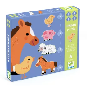   Djeco DJ07153 Primo puzzle - A farmon, 3-4-5-6 db-os - At the farm