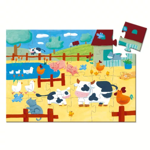 Djeco 7205 Formadobozos puzzle - Bocik és tehenek - The cows on the farm