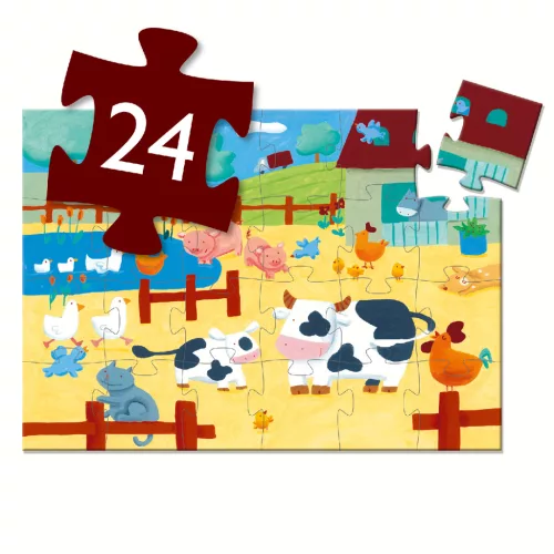 Djeco 7205 Formadobozos puzzle - Bocik és tehenek - The cows on the farm