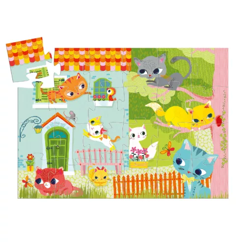Djeco 7207 Formadobozos puzzle - Cicus és barátai - Pachat and his friends