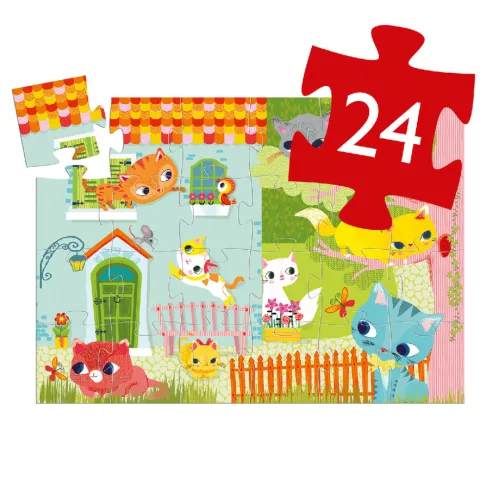 Djeco 7207 Formadobozos puzzle - Cicus és barátai - Pachat and his friends