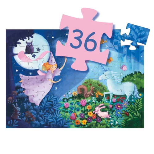 Djeco 7225 Formadobozos puzzle - Tündér és az egyszarvú - The fairy and the unicorn