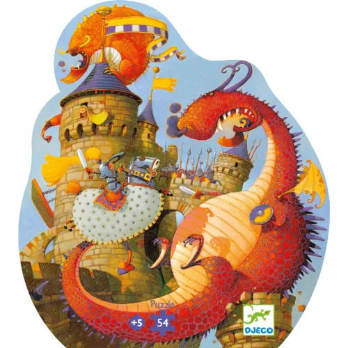 Djeco 7256 Formadobozos puzzle - Vaillant és a sárkány - Vaillant and the dragon