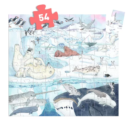 Djeco DJ07294 Formadobozos puzzle - Élet a sarkvidéken, 54 db-os - Polar softness