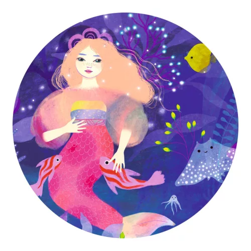 Djeco DJ07303 Formadobozos puzzle - Ella a sellő, 36 db-os - Ella, the mermaid