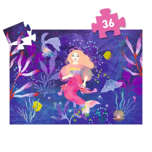 Djeco DJ07303 Formadobozos puzzle - Ella a sellő, 36 db-os - Ella, the mermaid
