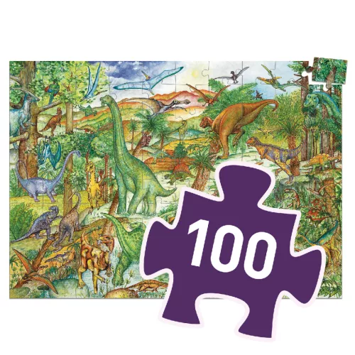 Djeco 7424 Megfigyeltető puzzle - Dinoszauruszok 100 db-os