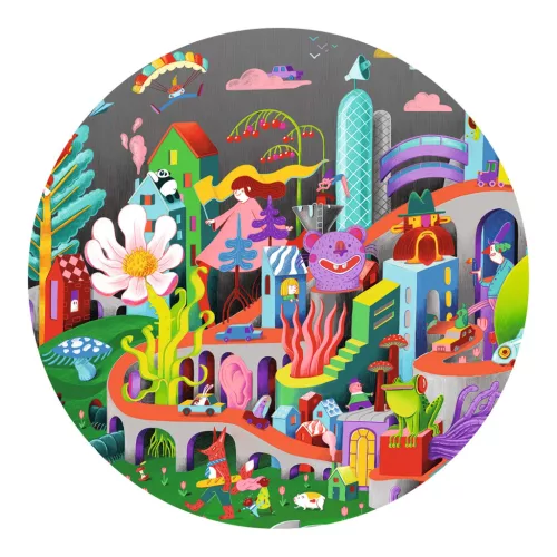 Djeco 7462 Megfigyeltető puzzle - Őrült város, 200 db-os - Crazy Town - 200 pcs - FSC MIX