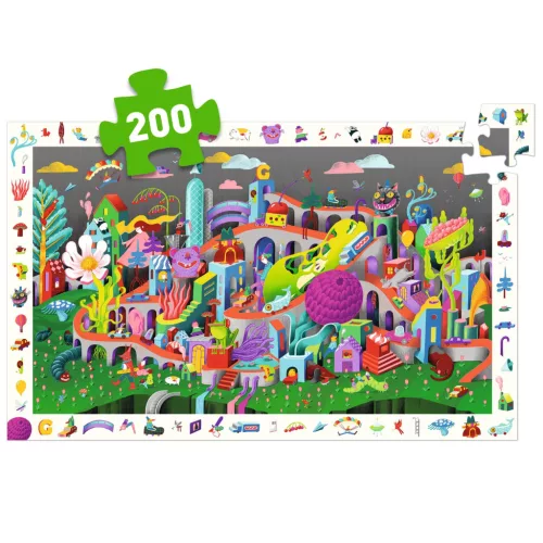 Djeco 7462 Megfigyeltető puzzle - Őrült város, 200 db-os - Crazy Town - 200 pcs - FSC MIX