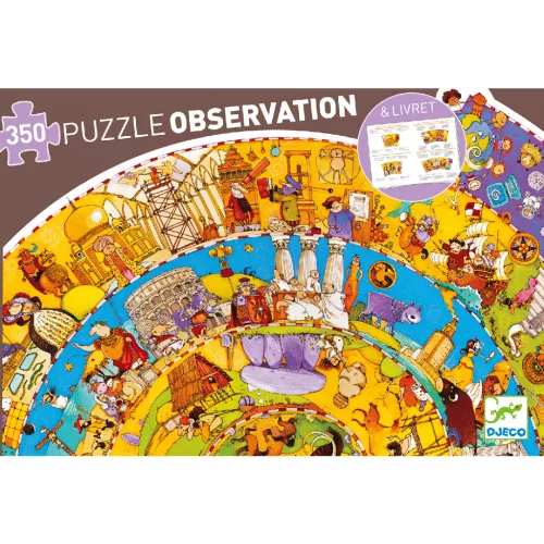 Djeco 7470 Megfigyeltető puzzle - Történelem, 350 db-os spirál puzzle - History + booklet