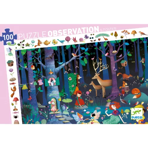 Djeco 7504 Megfigyelő puzzle - Az elvarázsolt erdő 100 db Djeco