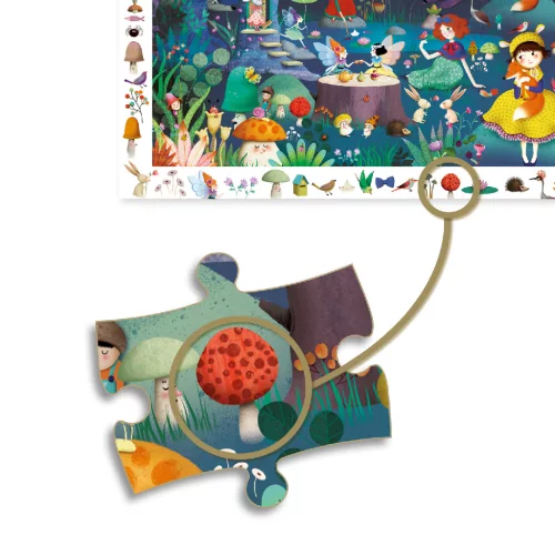 Djeco 7504 Megfigyelő puzzle - Az elvarázsolt erdő 100 db Djeco