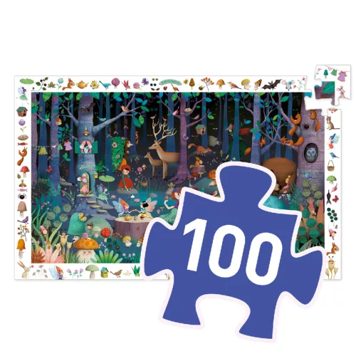 Djeco 7504 Megfigyelő puzzle - Az elvarázsolt erdő 100 db Djeco