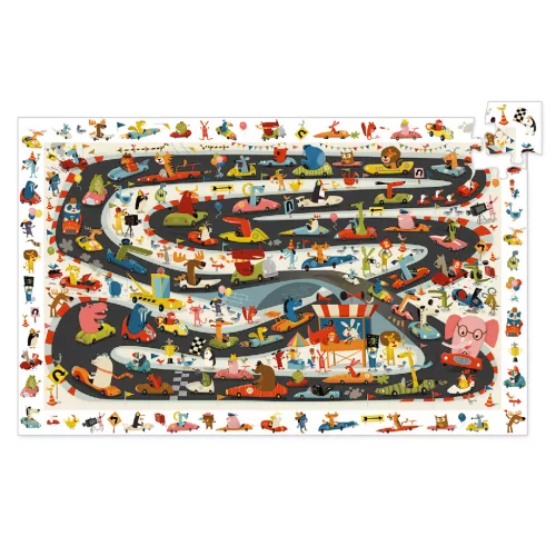 Djeco 7564 Megfigyeltető puzzle - Állati autóverseny - Car rally