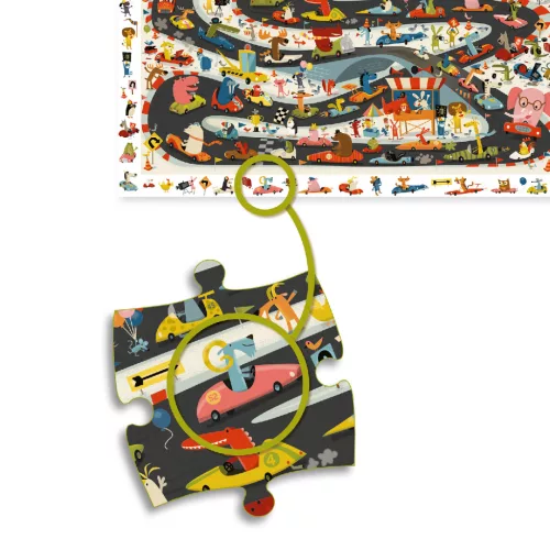 Djeco 7564 Megfigyeltető puzzle - Állati autóverseny - Car rally