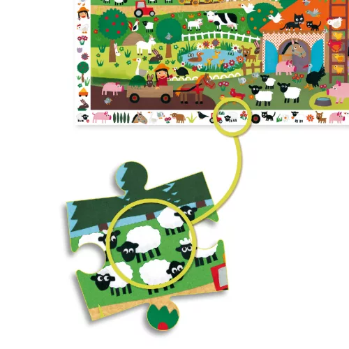 Djeco 7591 Megfigyetetlő puzzle - A farm, 35 db-os - The farm