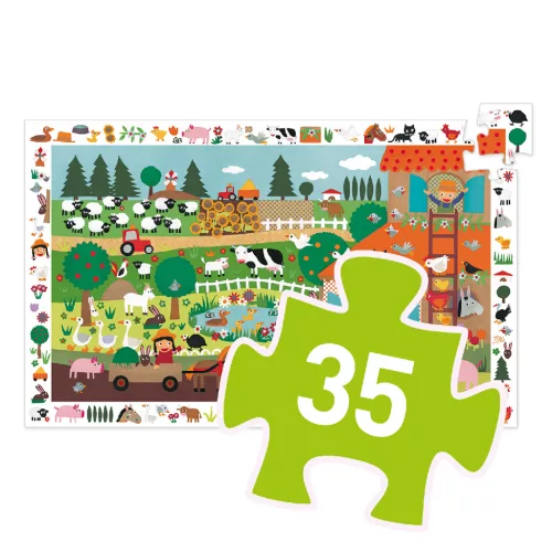 Djeco 7591 Megfigyetetlő puzzle - A farm, 35 db-os - The farm
