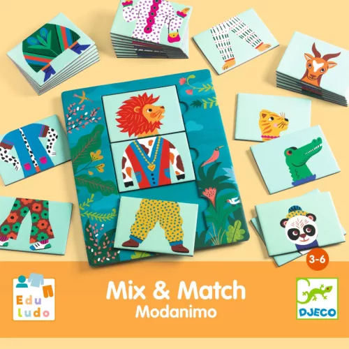Fejlesztő játék - Állatdivat, 54 db-os - Eduludo Mix and Match Modanimo