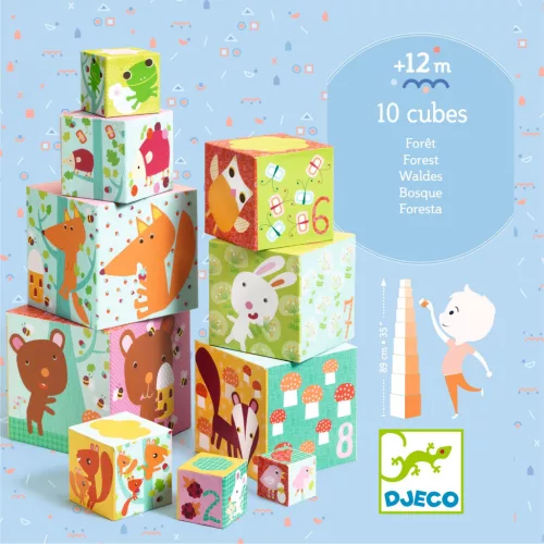 Djeco Toronyépítő kocka - Erdei állatok - 10 forest blocks (DJ08507)