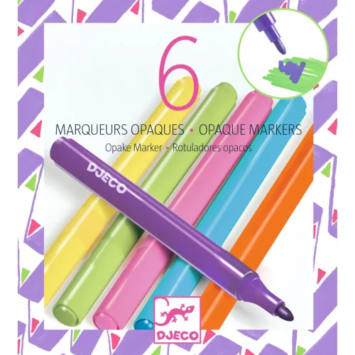 Djeco DJ09122 Filctoll készlet - 6 fedő szín, "80-as évek" - 6 opaque markers