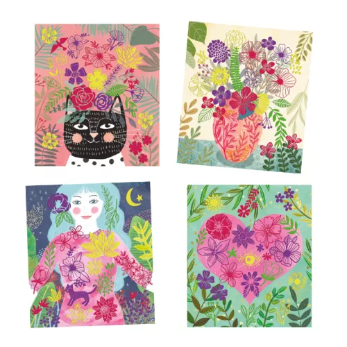 Djeco Artistic Patch - Csillámminta készítés - Virág szirmok - Collages - Petals (DJ09465)