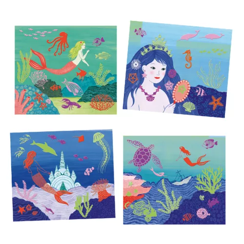 Djeco Artistic Patch - Csillámminta készítés - Óceán mélyén - Collages - Ocean (DJ09466)