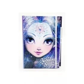 Vonalas jegyzetfüzet fehér tollal - kék