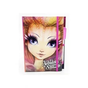 Vonalas jegyzetfüzet fehér tollal - rózsaszín