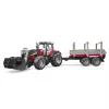 Bruder Massey Ferguson 7480 Homlokrakodóval és rönkszállitóval (02046)