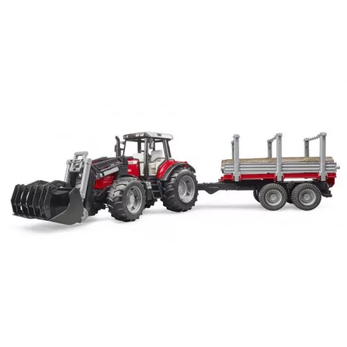Bruder Massey Ferguson 7480 Homlokrakodóval és rönkszállitóval (02046)