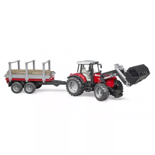 Bruder Massey Ferguson 7480 Homlokrakodóval és rönkszállitóval (02046)