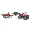 Bruder Massey Ferguson 7480 Homlokrakodóval és rönkszállitóval (02046)