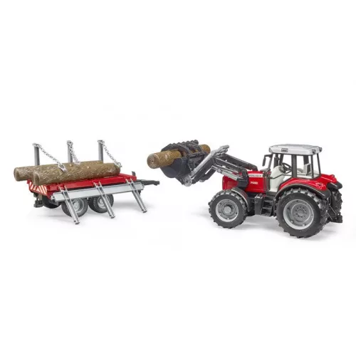Bruder Massey Ferguson 7480 Homlokrakodóval és rönkszállitóval (02046)