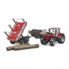 Bruder Massey Ferguson 7480 Homlokrakodóval és rönkszállitóval (02046)