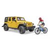Bruder Jeep Wrangler Rubicon Unlimited mountainbike-kal és kerékpárossal (02543)