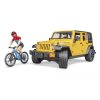 Bruder Jeep Wrangler Rubicon Unlimited mountainbike-kal és kerékpárossal (02543)