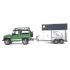 Bruder Land Rover Defender lószállítóval és lóval (02592)