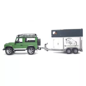   Bruder Land Rover Defender lószállítóval és lóval (02592)