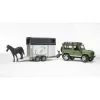 Bruder Land Rover Defender lószállítóval és lóval (02592)