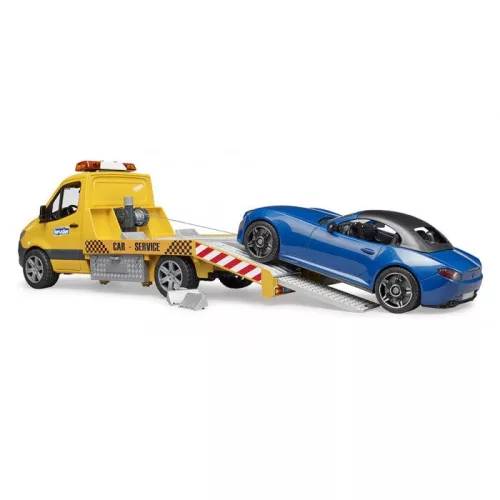 Bruder MB Sprinter autószállító Bruder Roadsterrel és fény+hangmodullal (02675)