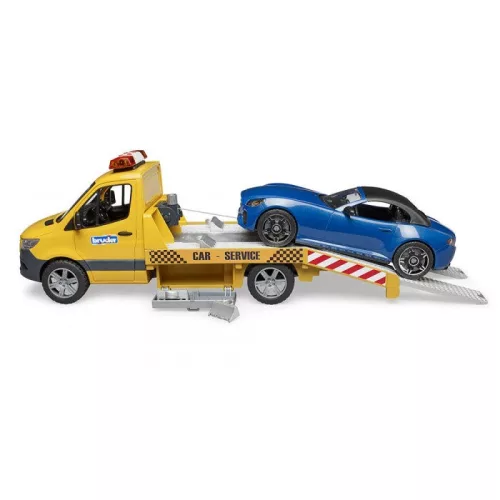 Bruder MB Sprinter autószállító Bruder Roadsterrel és fény+hangmodullal (02675)