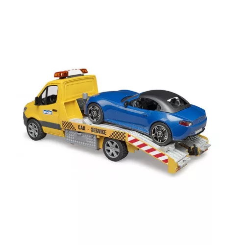 Bruder MB Sprinter autószállító Bruder Roadsterrel és fény+hangmodullal (02675)
