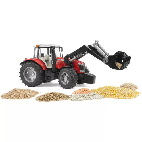 Bruder Massey Ferguson 7600 traktor homlokrakodóval (03047)