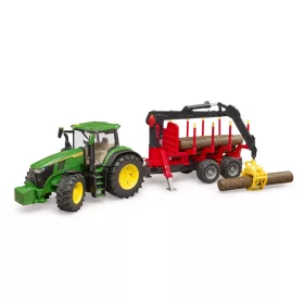   Bruder John Deere 7R 350 erdészeti pótkocsival és 4 farönkkel (03154)