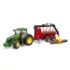 Bruder John Deere 7R 350 erdészeti pótkocsival és 4 farönkkel (03154)