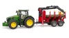 Bruder John Deere 7R 350 erdészeti pótkocsival és 4 farönkkel (03154)
