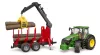 Bruder John Deere 7R 350 erdészeti pótkocsival és 4 farönkkel (03154)