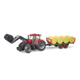   Bruder Case IH Optum 300 CVX homlokrakodóval, utánfutóval és hengerbálákkal (03198)