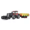 Bruder Case IH Optum 300 CVX homlokrakodóval, utánfutóval és hengerbálákkal (03198)